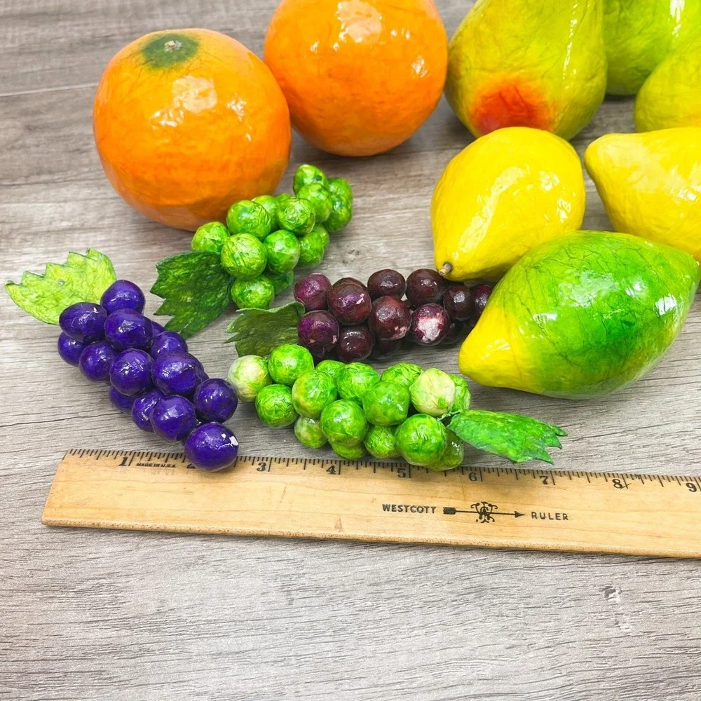 Vintage Fake Fruit Handmade Paper Mache Glossy Fruit Folk Art Hecho En Mexico